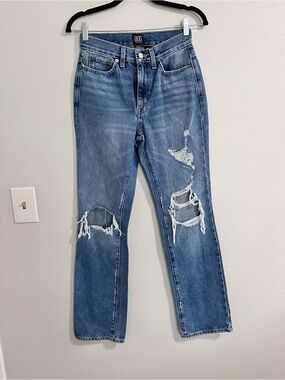 BDG Boot Cut Distressed Jeans in Light Blue